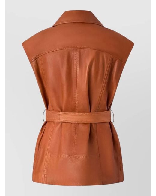 Pinko Brown Leather Biker Vest