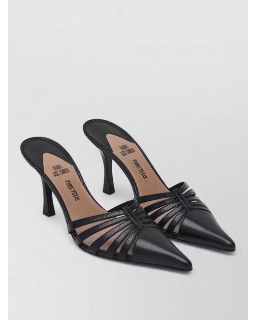 Paris Texas Multicolor Leather Mules Pointed Toe Strappy Design