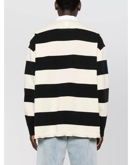 McQueen White Striped Oversized Cotton Polo Shirt for men