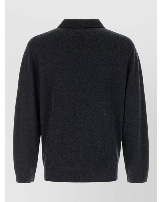 LeKasha Blue Gibson Cashmere Sweater Collared Long Sleeves for men