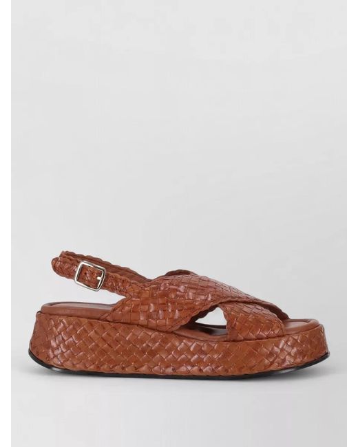LA ROSE Brown Maui Platform Sandal Wooden Sole 89