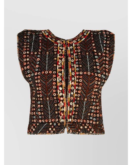 Isabel Marant Black Knitwear Vest With Button Detailing And Patterned Design