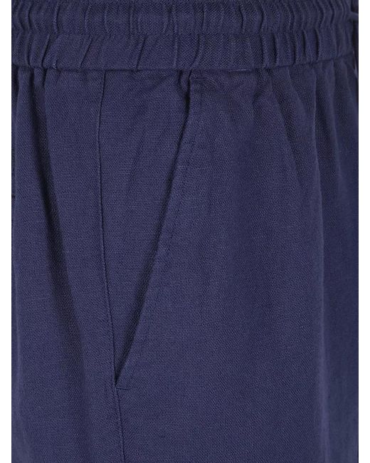 Les Deux Blue Otto Linen Beach Shorts Side Pockets for men