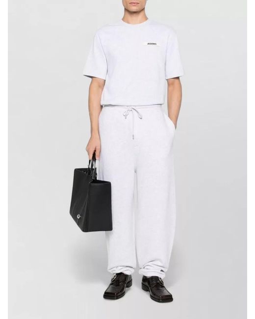 Jacquemus White Cotton Logo-Patch Short-Sleeve T-Shirt for men
