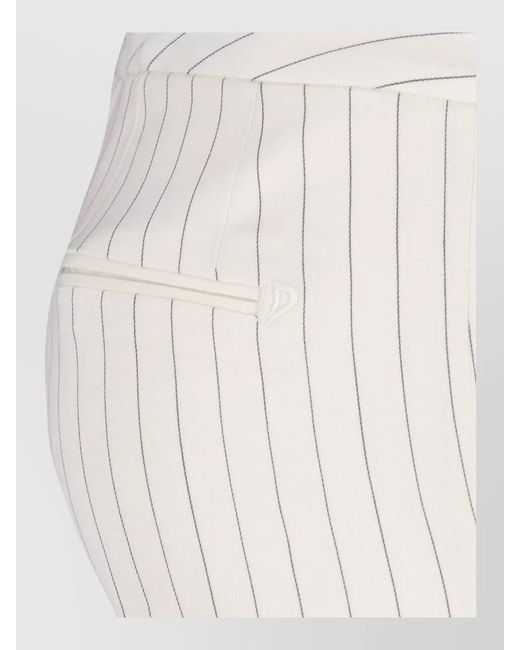Dondup White Tailored Suit Trousers Pinstripe Belt Loops