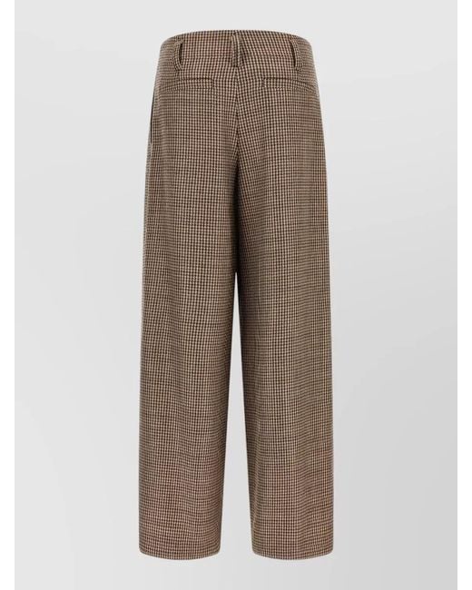 Brunello Cucinelli Brown Prince Of Wales Lamé Flared Trousers