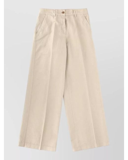 Aspesi Natural Silk Wide-Leg Trousers