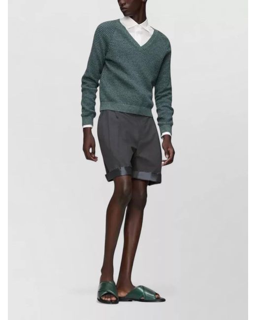 Maison Margiela Gray Pleated Bermuda Shorts Turn Up Hem for men