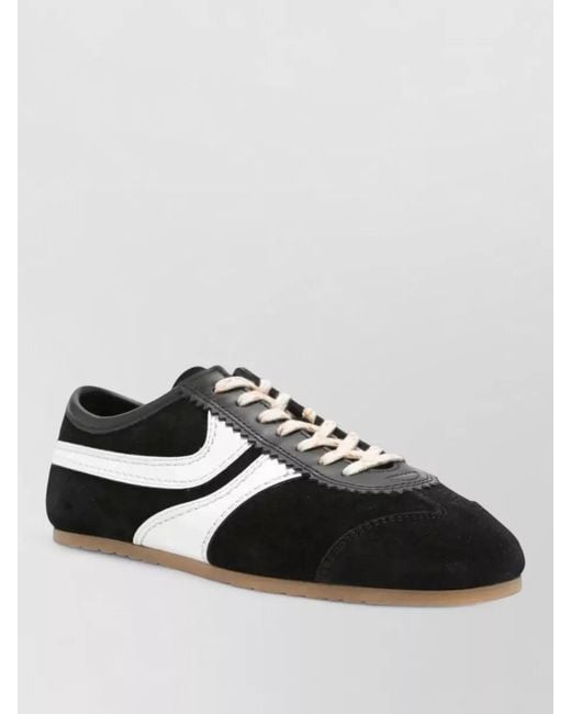 Dries Van Noten Black Low Top Sneakers Suede Stripe Detail