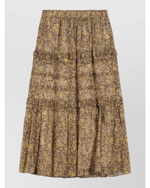 Isabel Marant Natural Floral-Print Cotton Maxi Skirt
