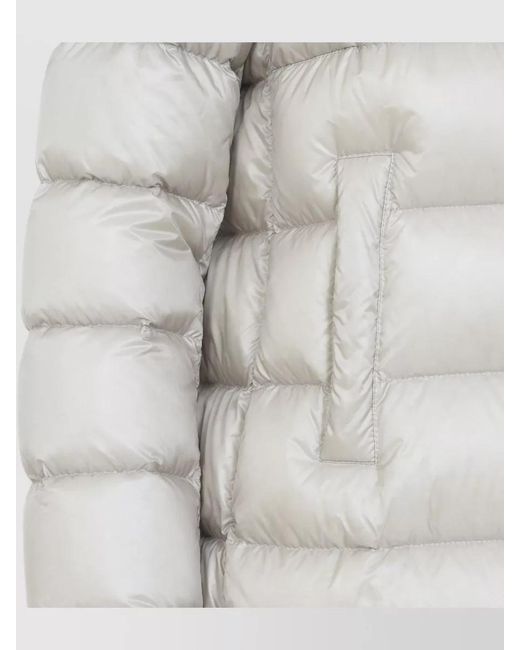 Moncler White Nylon Hooded Quilted Mid-Length Down Puffer Jacket