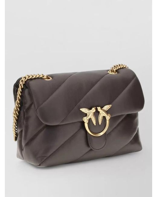 Pinko Gray Love Bag Puff Maxi Leather Quilted Shoulder Bag