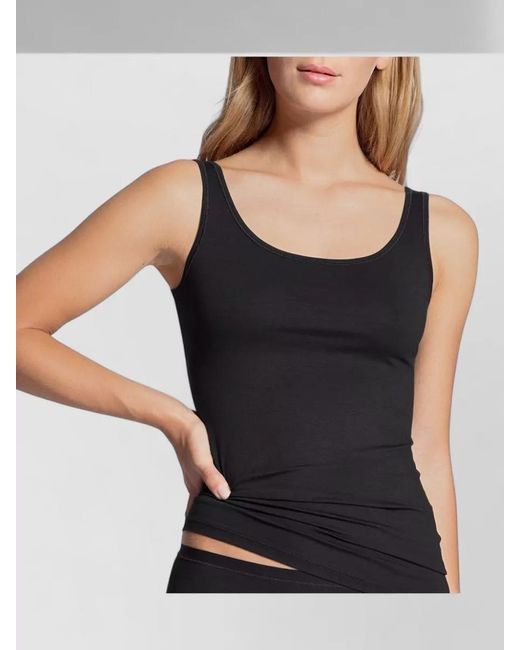 Calida Black Scoop Neckline Sleeveless Stretch Top