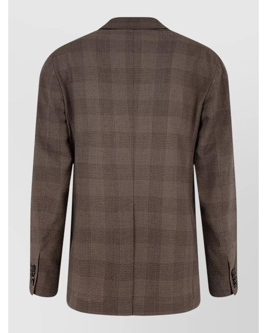 Tagliatore Brown Norman Stretch Virgin Wool Double Breasted Blazer for men
