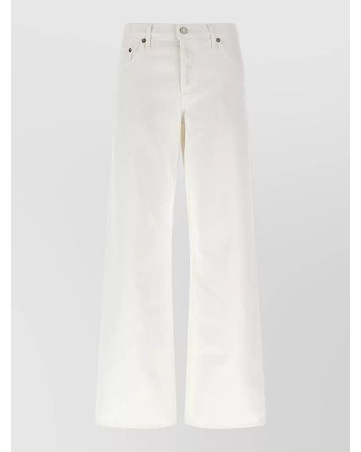 Agolde White Cotton Low-Rise Wide-Leg Jeans