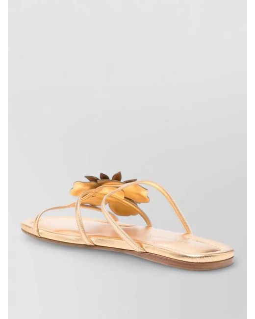 Zimmermann Metallic Belara Leather Flat Slide Sandals Floral