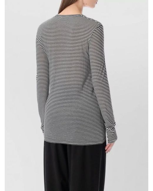Tom Ford Gray Viscose Fine-Stripe Long-Sleeve T-Shirt