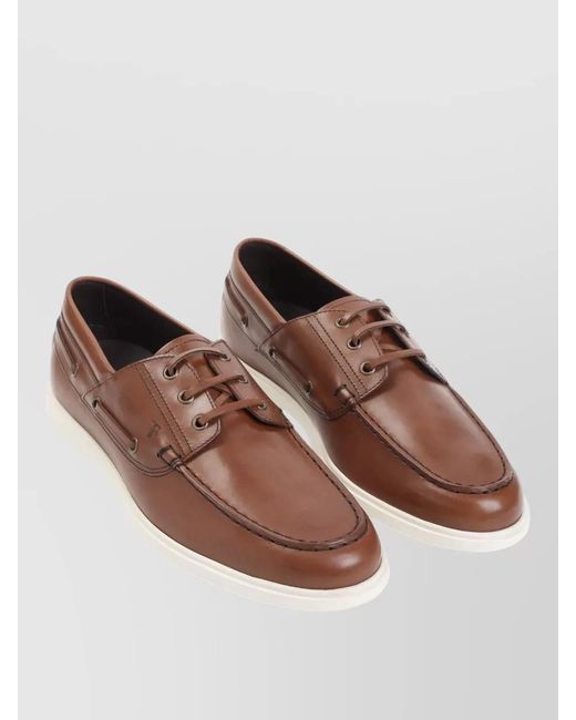 Tod's Brown Leather Boat Loafers for men