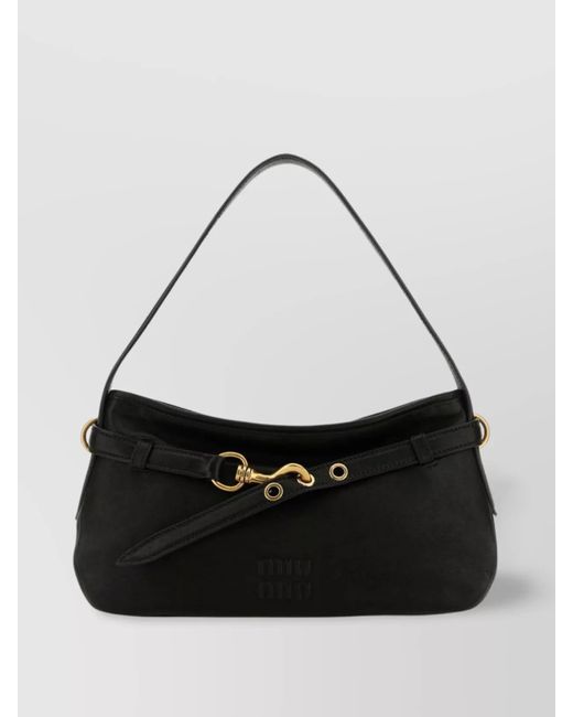 Miu Miu Black Nappa Leather Avenue Shoulder Bag