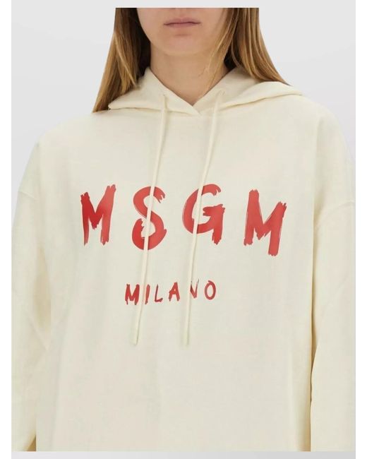 MSGM Natural Cotton Logo-Print Sweatshirt