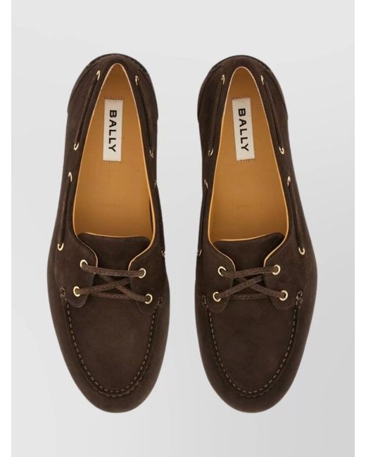 Bally Brown Suede Leather Lace-Up Loafers for men