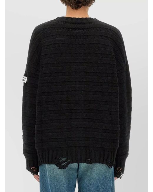 MM6 by Maison Margiela Black V-Neck Textured Knit Cardigan for men