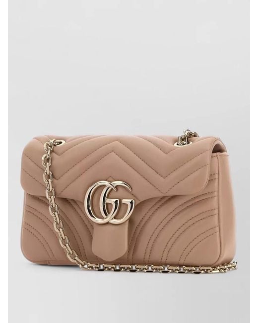 Gucci Natural Gg Marmont Small Leather Shoulder Bag