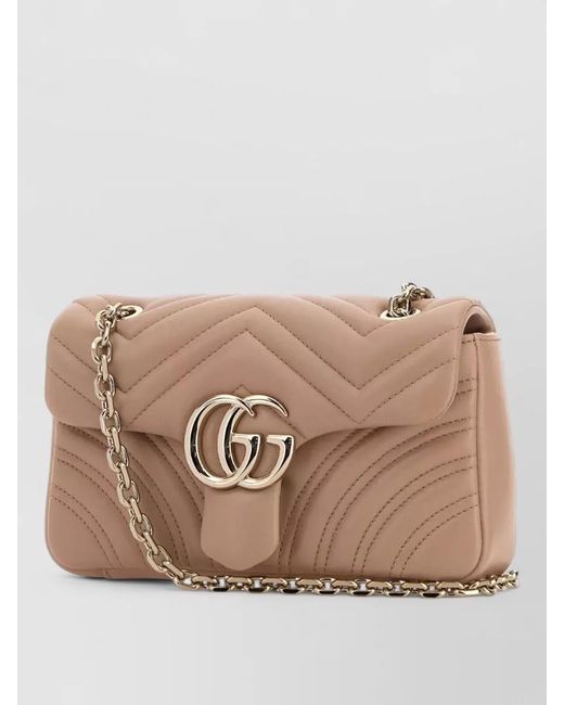 Gucci Natural Gg Marmont Small Leather Shoulder Bag