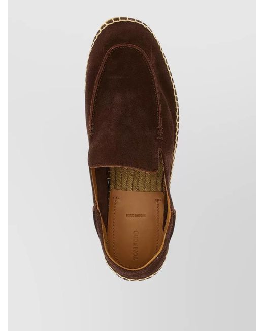 Tom Ford Brown Finn Suede Espadrilles Jute Sole Round Toe for men