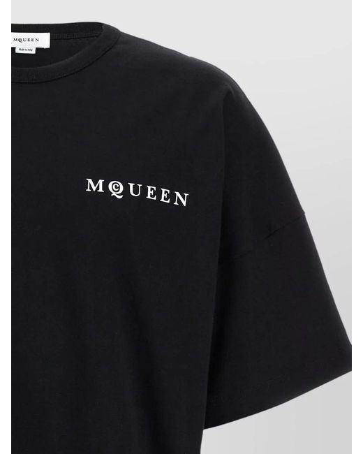 McQueen Black Logo T Shirt Crew Neck Oversized Fit for men