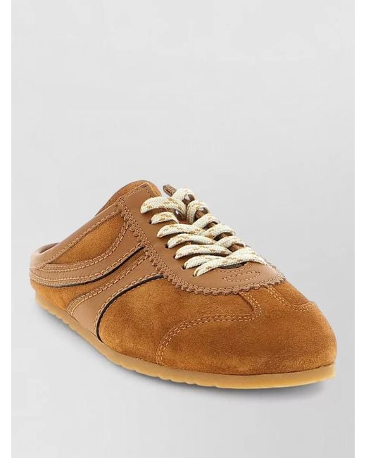 Dries Van Noten Brown Suede Panel Mules Sneakers Rubber Sole