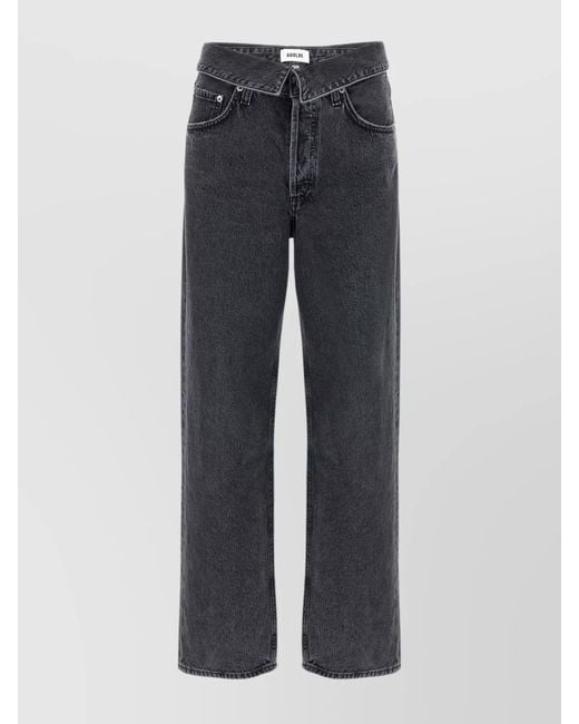 Agolde Blue Cotton High-Rise Tapered Jeans