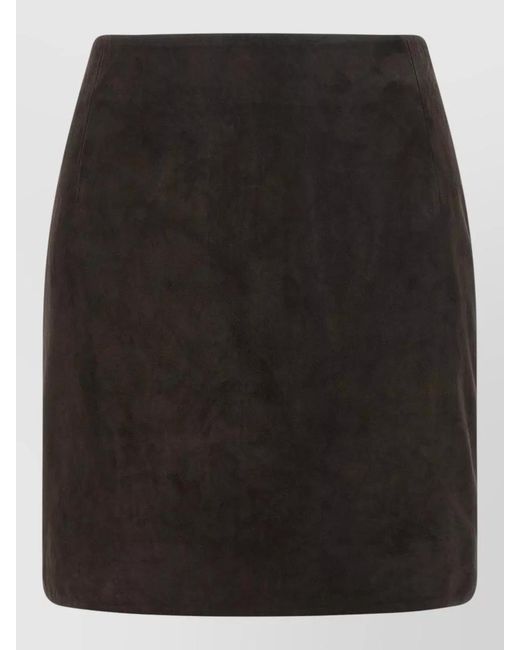 ROTATE BIRGER CHRISTENSEN Black High Waist Skirt Suede Texture Pockets