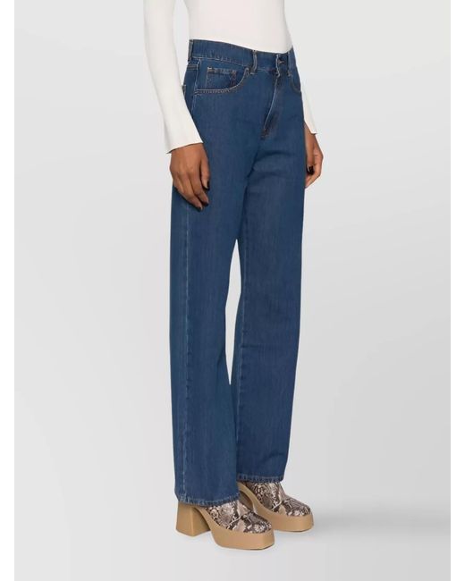 P.A.R.O.S.H. Blue Denim Mid-Rise Straight-Leg Trousers