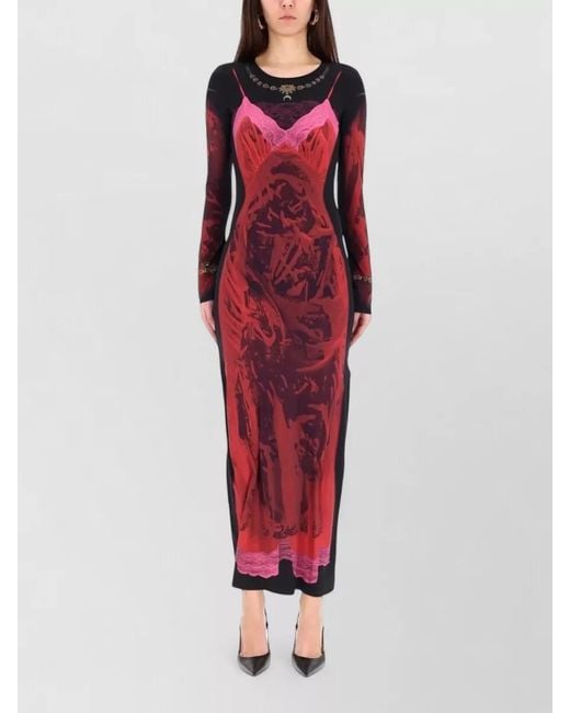 MARINE SERRE Red Wet Nuisette Maxi Dress