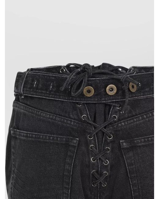 Jean Paul Gaultier Blue Denim Jeans Lacing Knee Bonding Detail