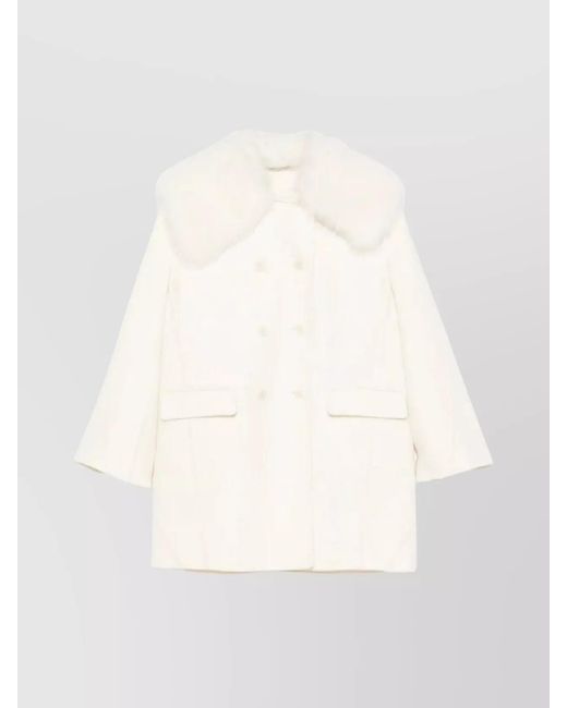 Ermanno Scervino Natural Virgin Wool Double Breasted Coat