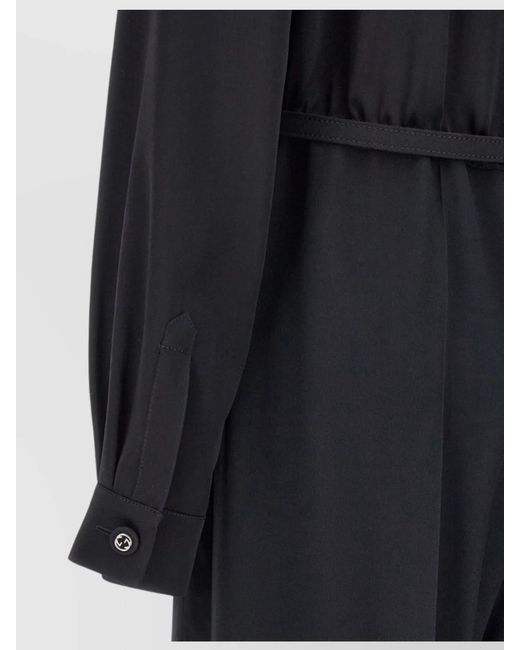 Gucci Black Silk Belted Long Jumpsuit