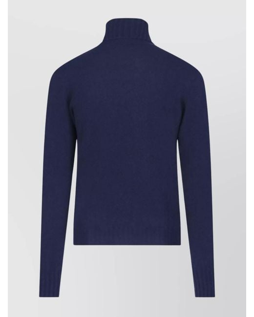 Drumohr Blue Cashmere Crewneck Jumper for men
