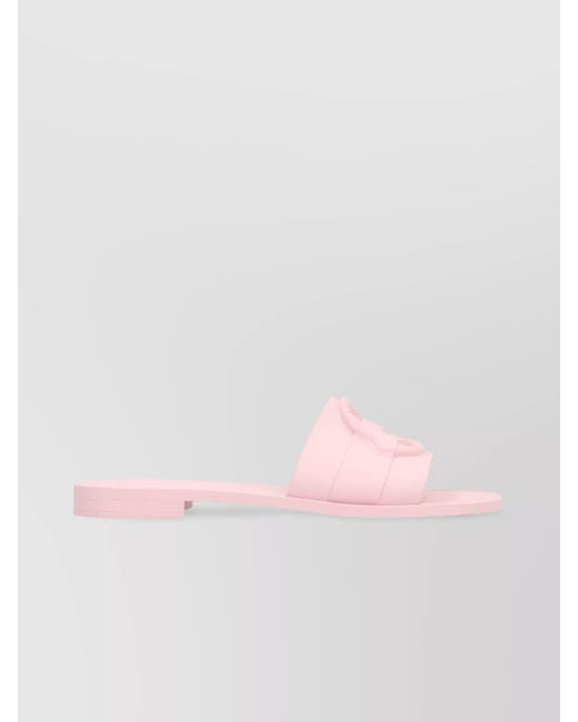 Moncler Pink Rubber Slides With Flat Sole And Open Toe