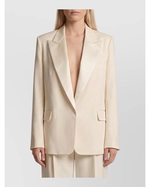 FEDERICA TOSI Natural Single Breasted Satin Cady Blazer