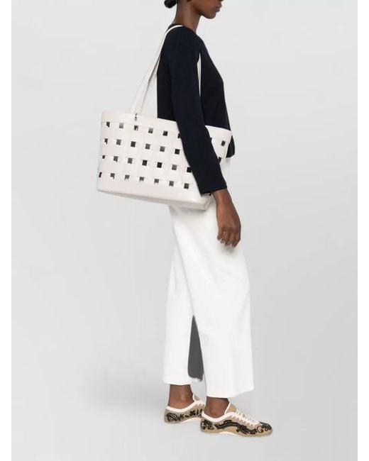 Emporio Armani Natural Medium Tote Bag Cut Out Weave Design