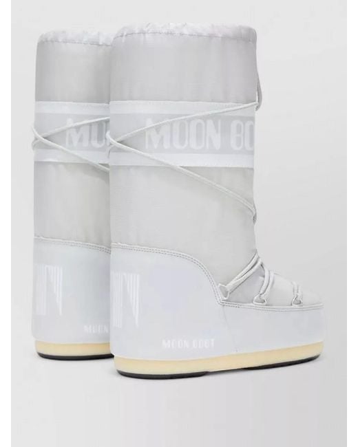 Moon Boot White Icon High Top Nylon Boots Rubber Sole
