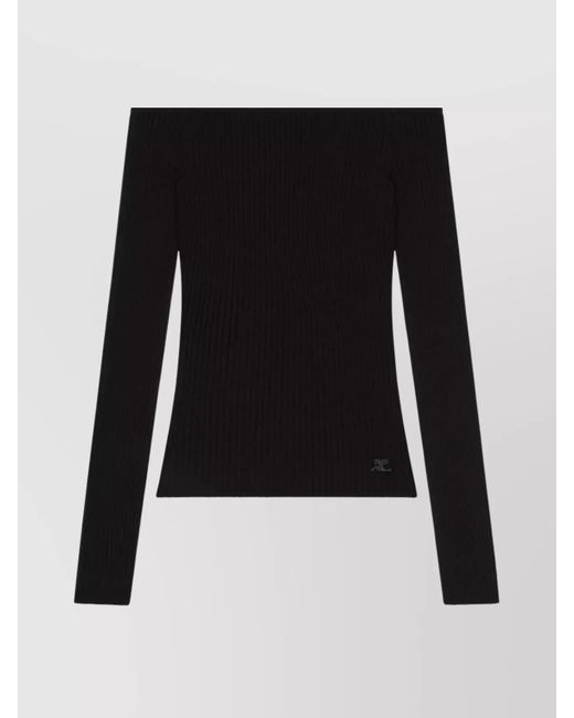 Courreges Black Shoulderless Ribbed Knit Top
