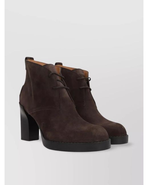Tod's Brown Suede Lace-Up Ankle Boots