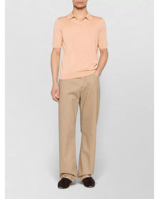 Tagliatore Natural Keith Polo Shirt Ribbed Collar Cuffs for men