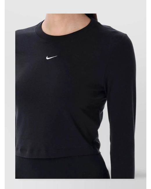 Nike Blue Cropped Long-Sleeve T-Shirt