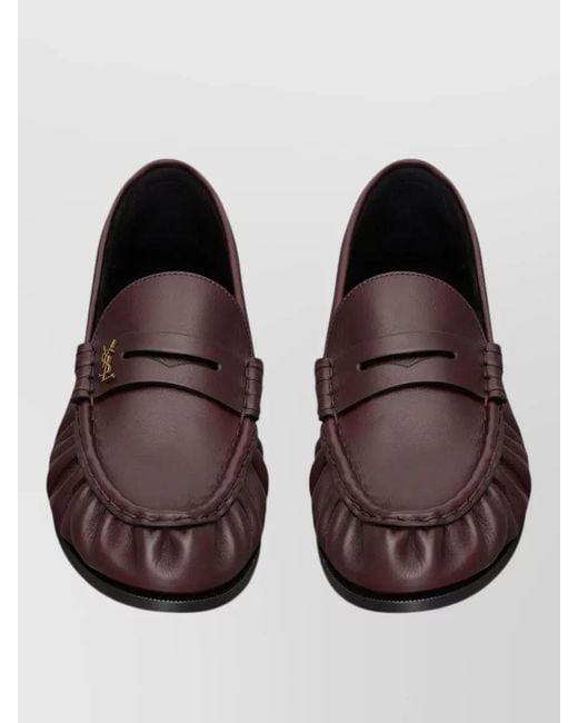 Saint Laurent Brown Supple Leather Penny Loafers Flat Sole for men
