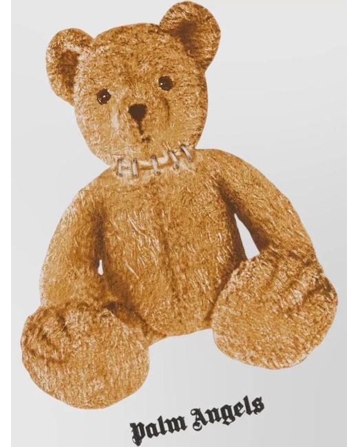Palm Angels White Cotton Crew Neck T Shirt Teddy Bear