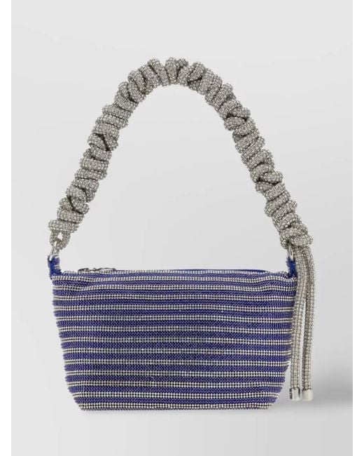 Kara Blue Crystal Mesh Shoulder Bag
